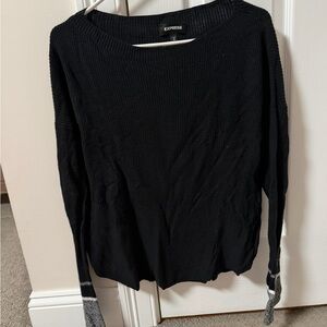 Express Black Ribbed Crewneck Sweater